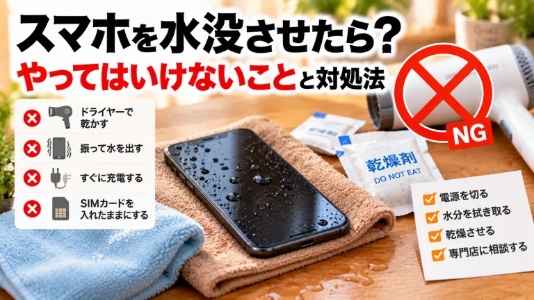 スマホを水没させたら？やってはいけないことと対処法