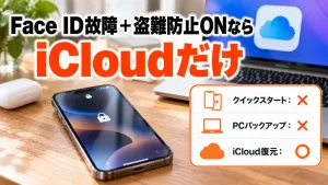 Face IDが故障＋盗難防止機能がONだとデータ移行はiCloud一択になる理由